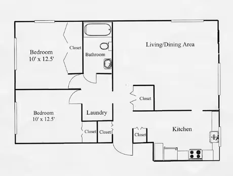 Quarry - non-historic 2 bedroom floor plan